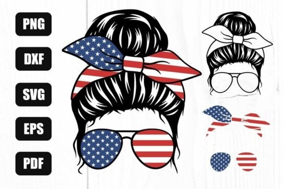 Mom Life USA Svg, Messy Bun Svg, USA Svg Graphics and Crafts